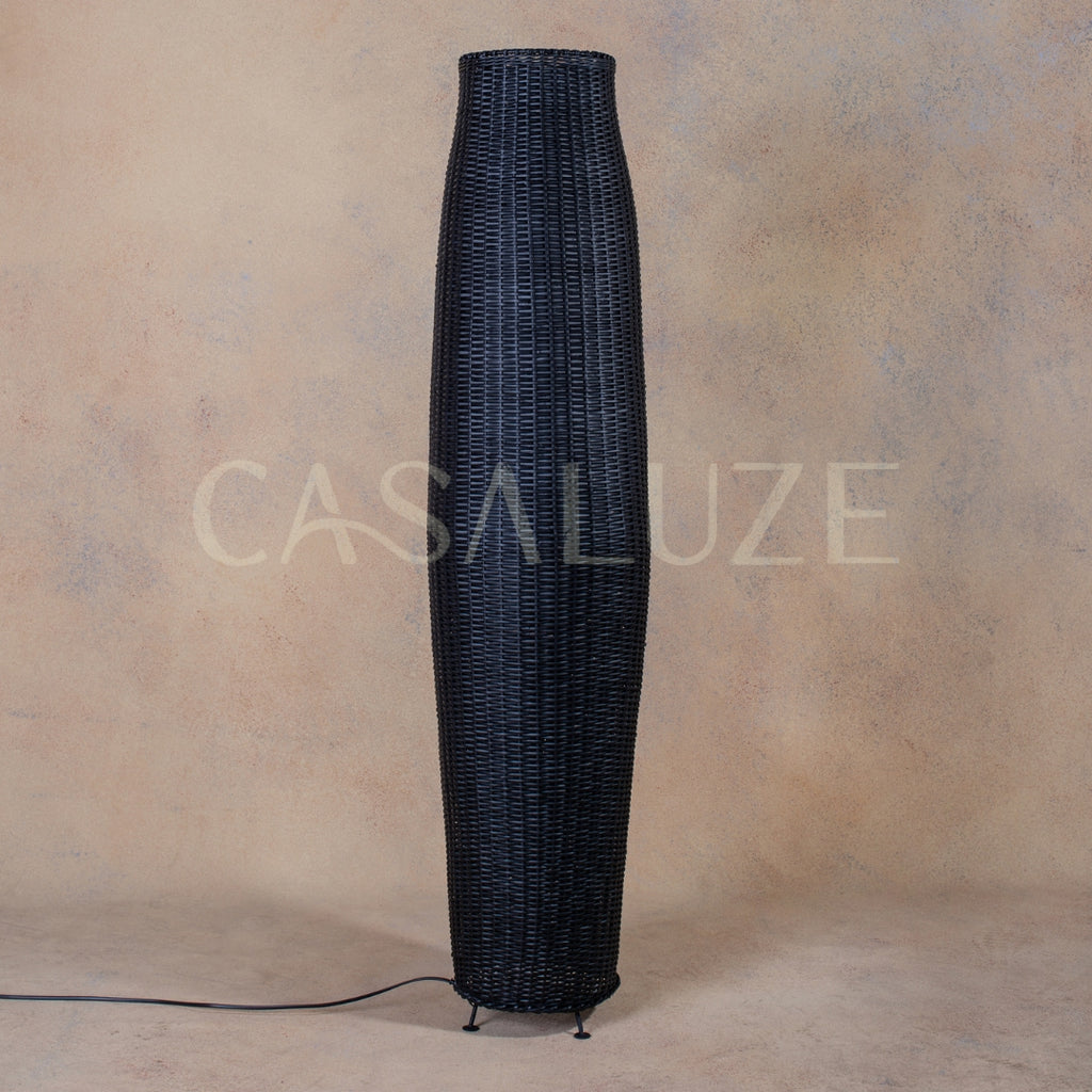 Lámpara de Pie Mimbre Luna Negro