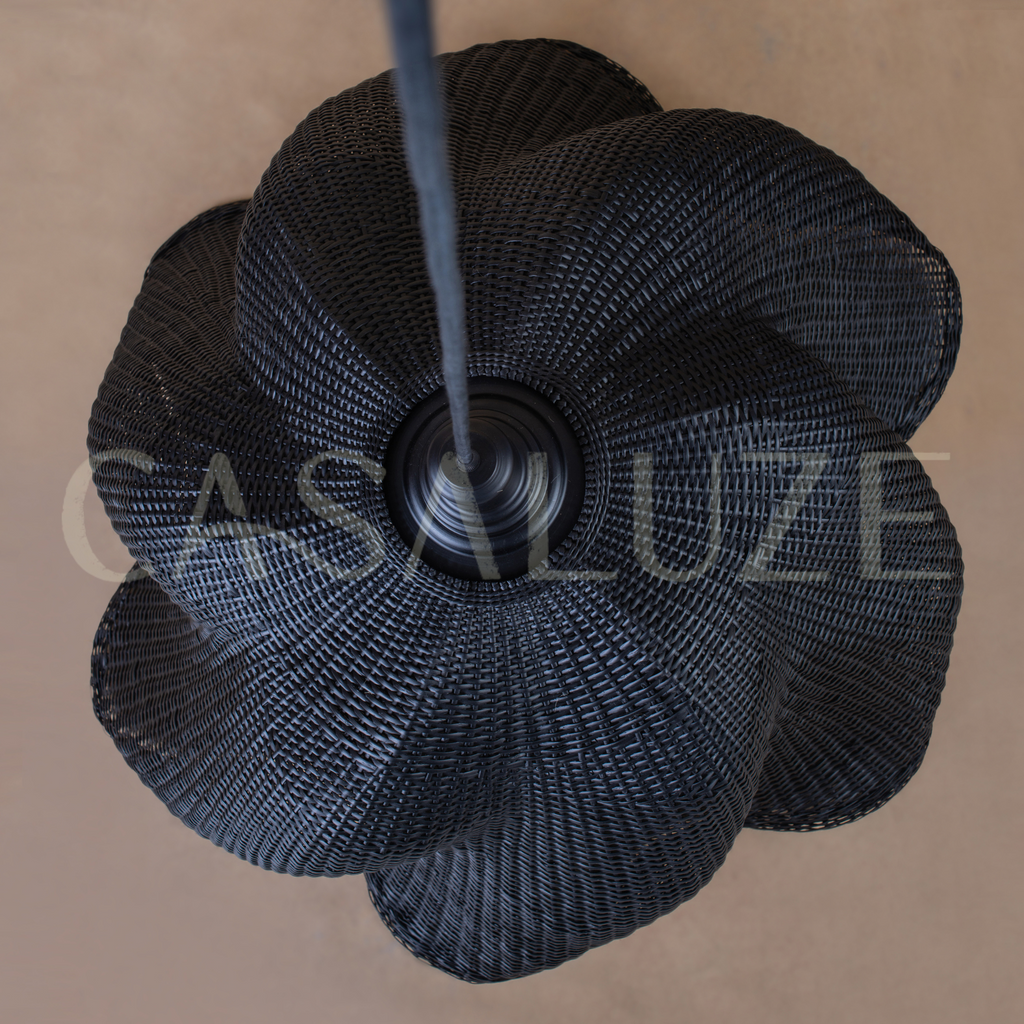 Lampara Colgante Flor Mimbre  L con Aplicación P-24