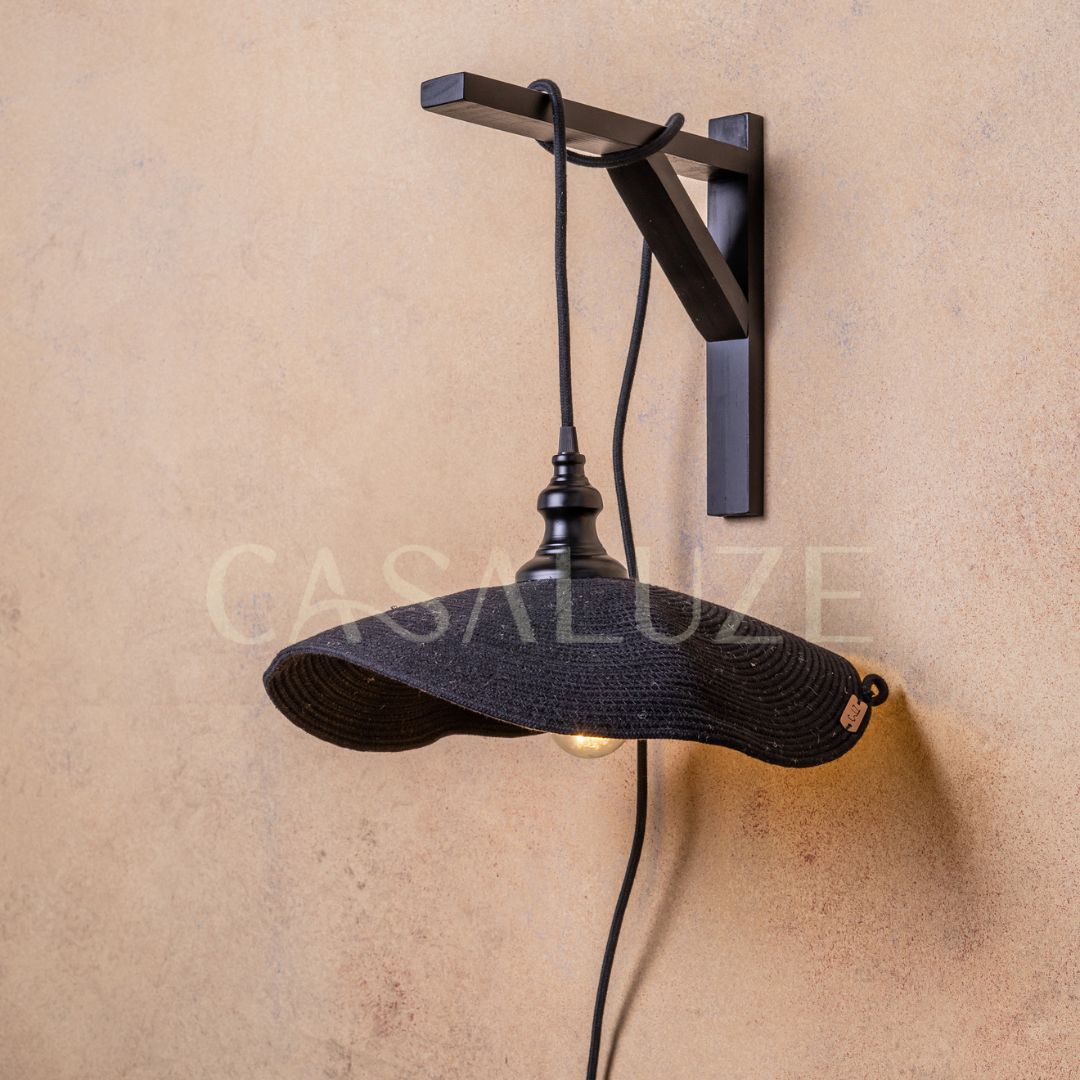 Lámpara Colgante Con Soporte Marea Algodón Negro