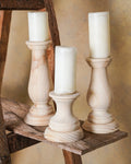 Candelabro Torneado Madera Color Natural