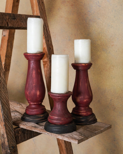 Candelabro Torneado Madera Color Concho Vino