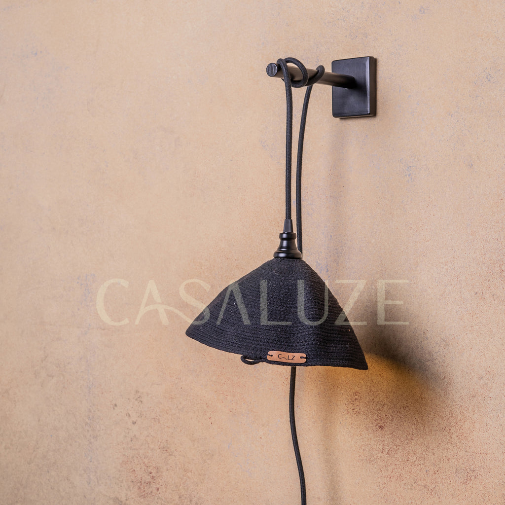 Lámpara Colgante Con Soporte Marea Algodón Negro