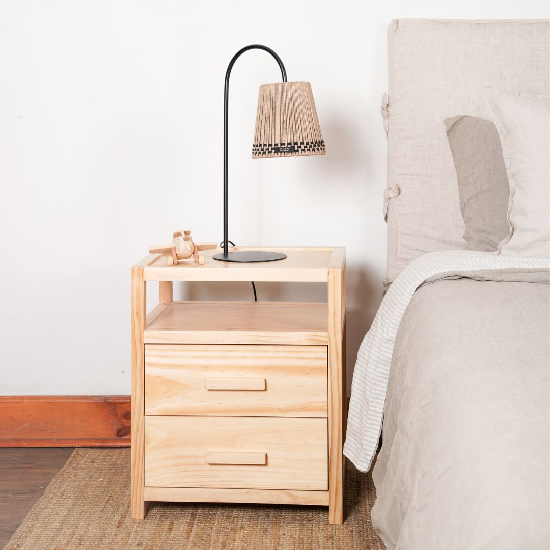 Lámpara Sobremesa Curva Sole S sisal ZigZag Negro