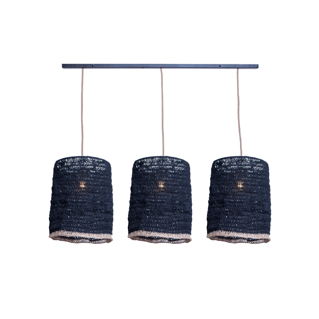 Lampara Colgante en Barra negra triple Adelicia Negra 30X40 cm
