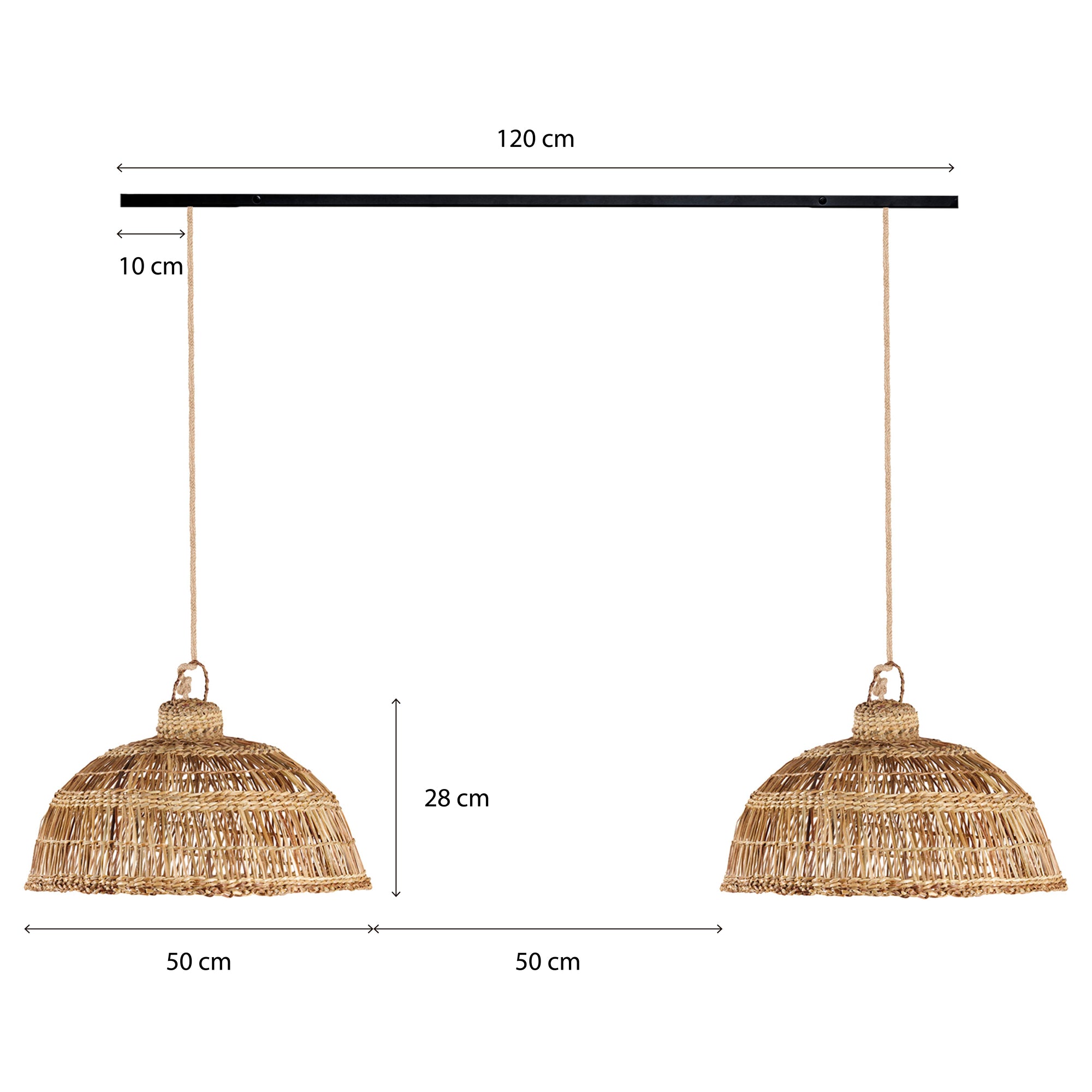 Lámpara Colgante Eduvina S con Cono en Barra de Fierro