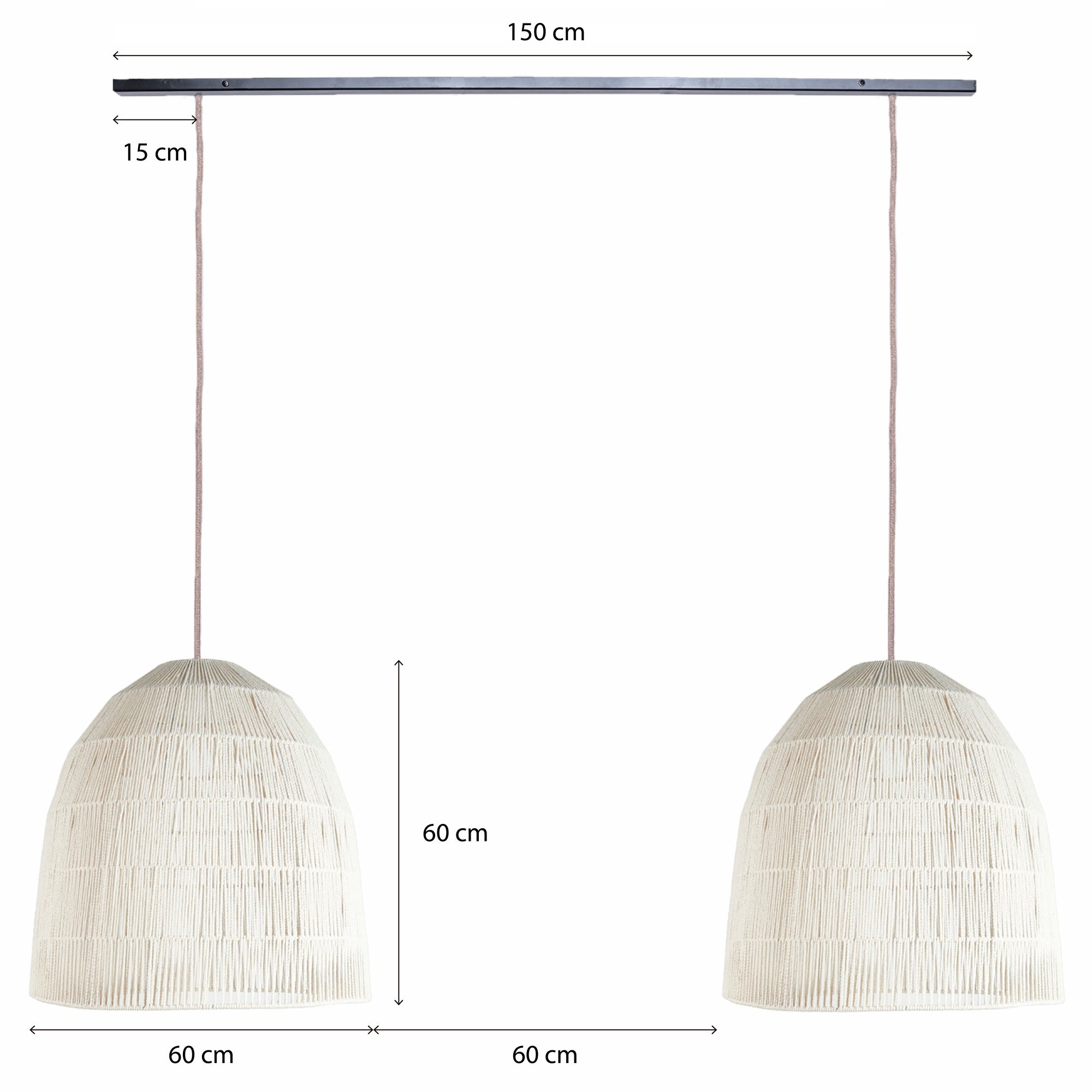 Lámpara Colgante Jaula Algodón en Barra de Fierro