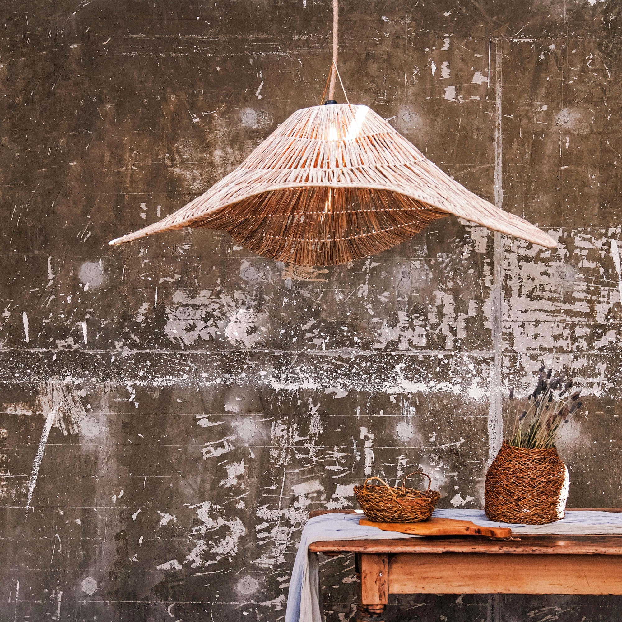 Lámpara Colgante Mantarraya XL Fibra Natural