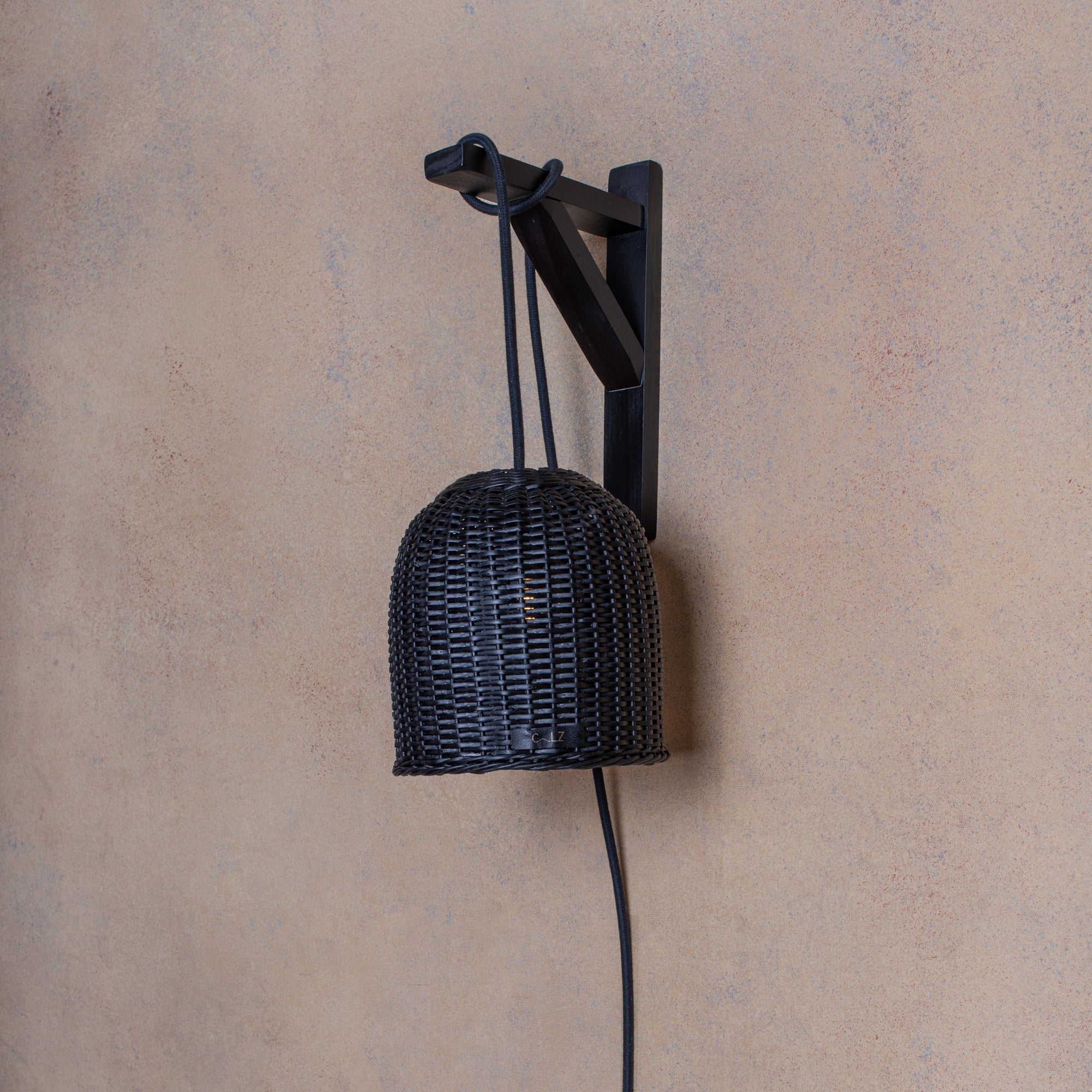 Lámpara Colgante Soporte Sole S Mimbre Tupido Negro