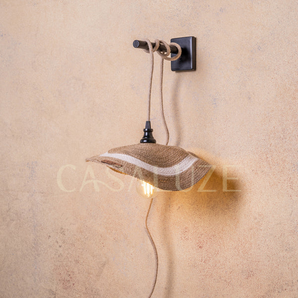 Lámpara Colgante con Soporte Marea Sisal con Algodón Crudo