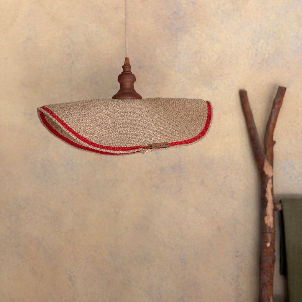 Lámpara Colgante Marea Sisal con Rojo 45 cm