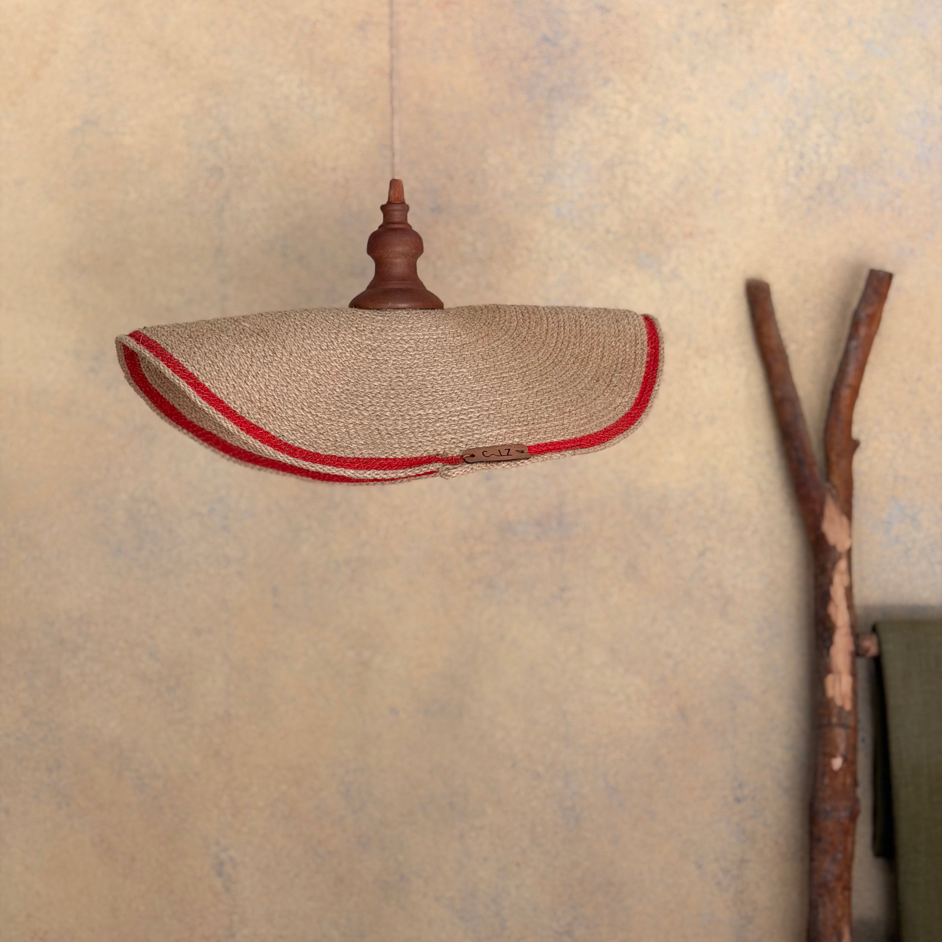 Lámpara Colgante Marea Sisal con Rojo 45 cm
