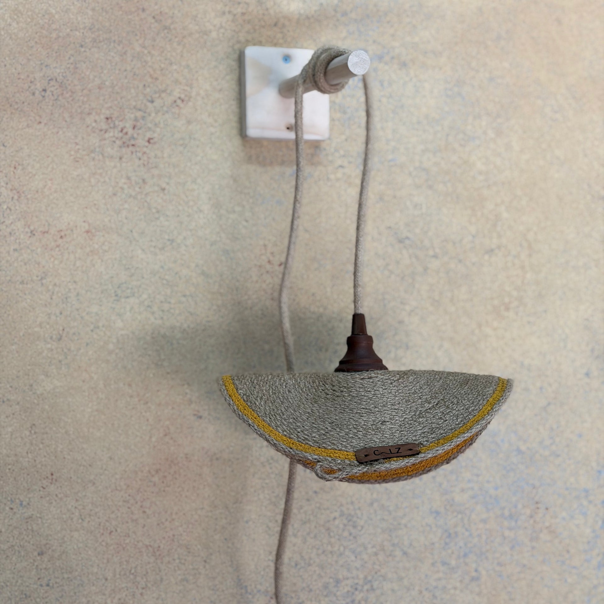 Lámpara Colgante con Soporte Marea Sisal con Amarillo 25 cm  / Cilindro