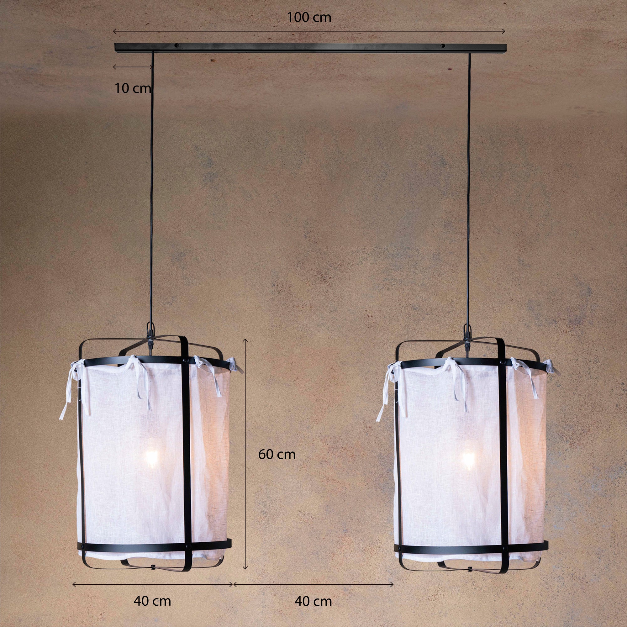 Lámpara Colgante Medieval L Amarras en Barra de Fierro