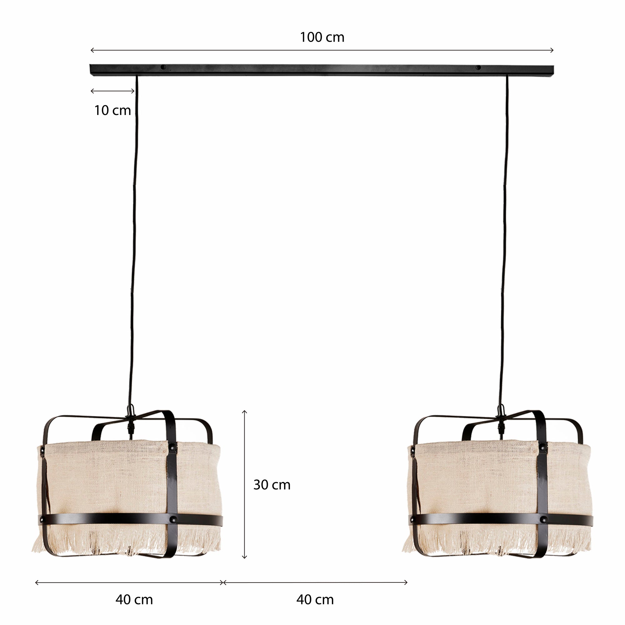 Lámpara Colgante Medieval S Lino en Barra de Fierro