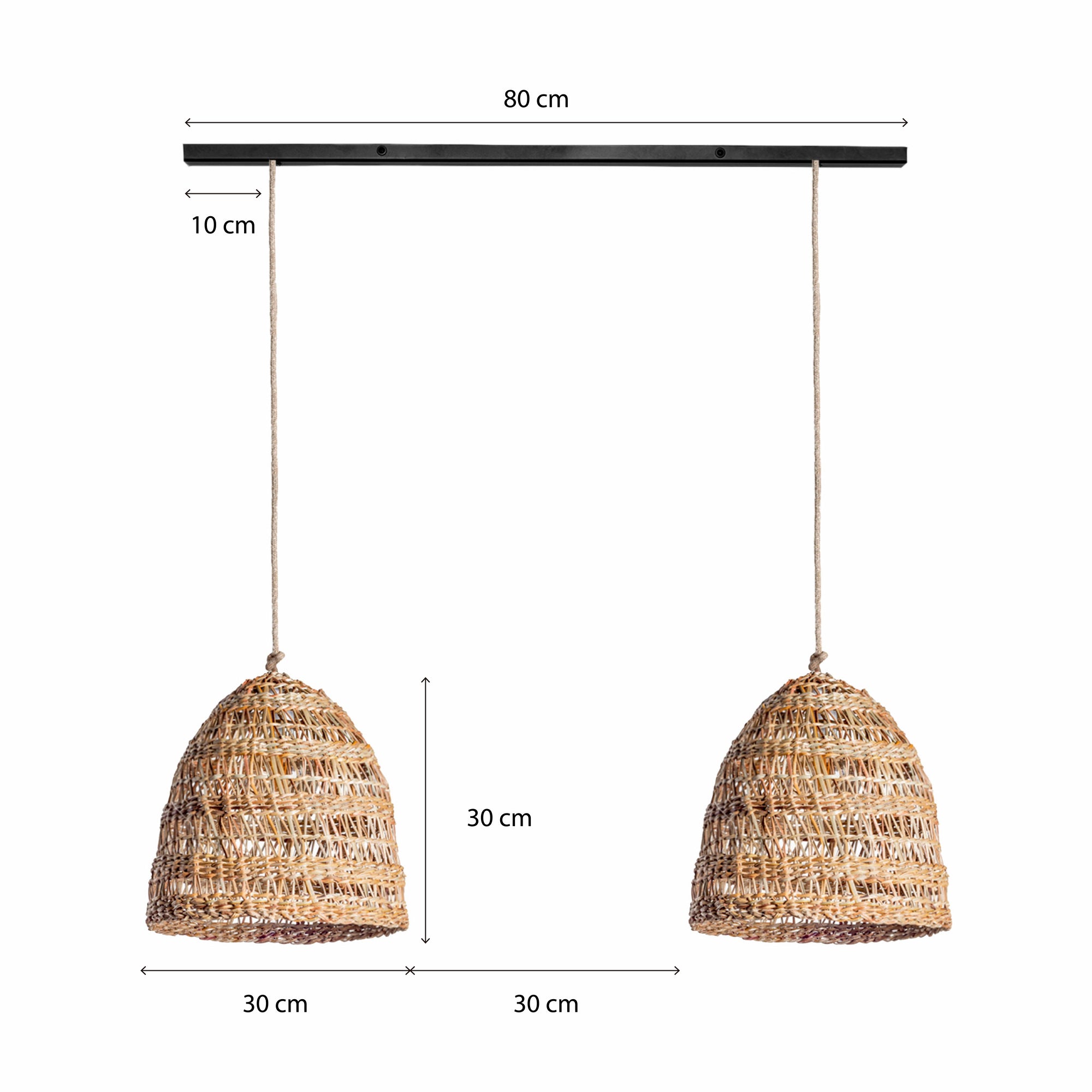 Lámpara Colgante Sole Shia 2 en Barra de Fierro