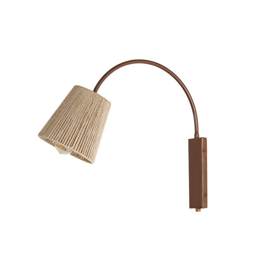 Aplique Curvo Movible Sole S - Brazo óxido; Sisal / Punto de luz