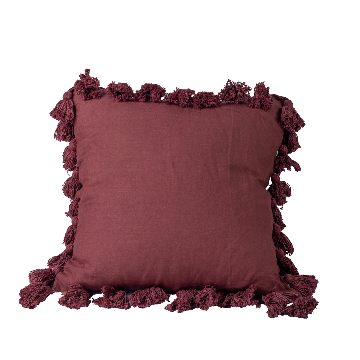 Cojin Pompón 60x60 - Burdeo