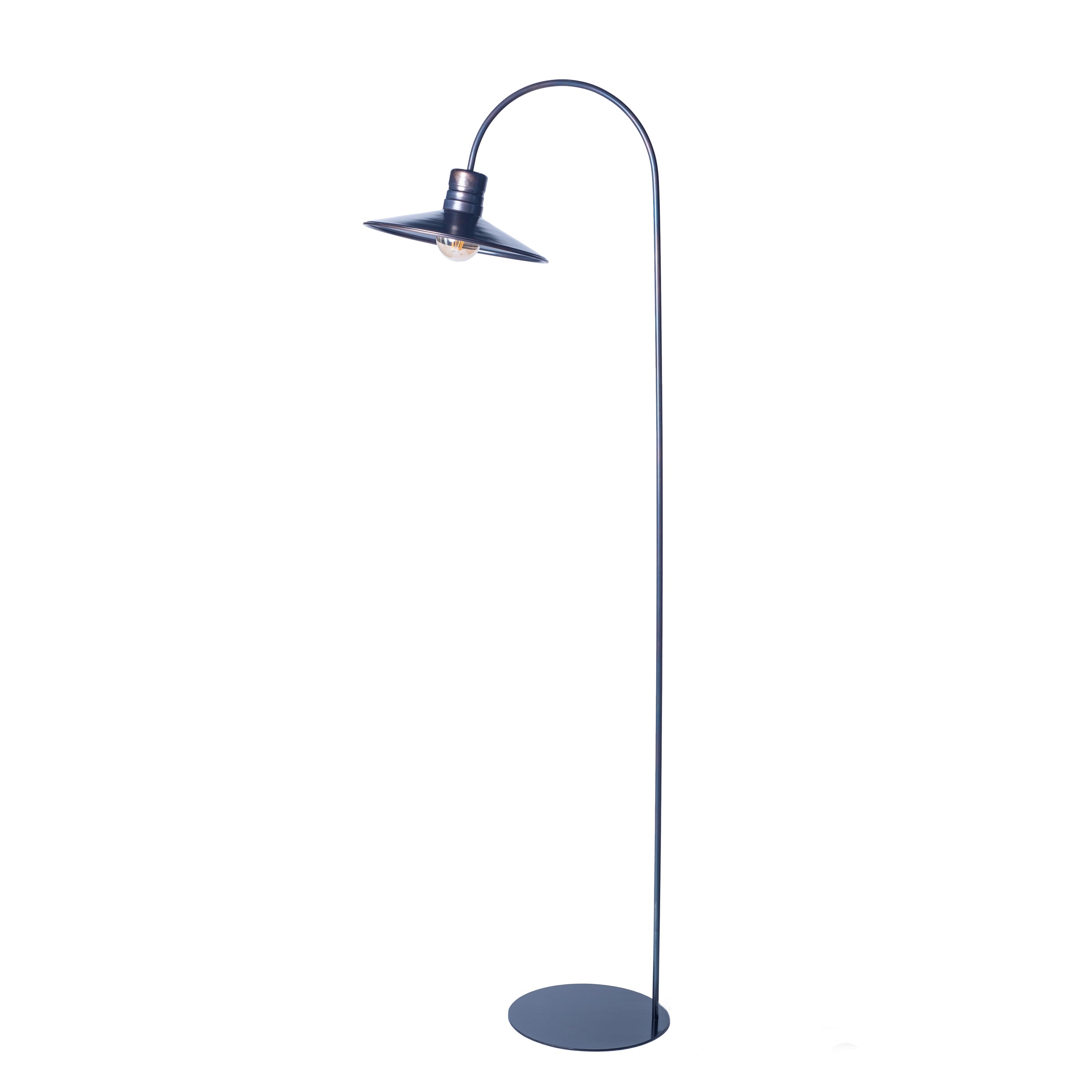 Lámpara Pie Curvo Platillo Grande Negro