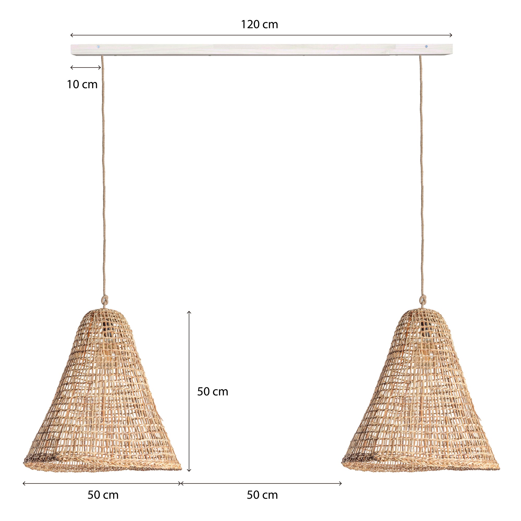 Lampara Colgante Volcan Manila L en Barra Madera