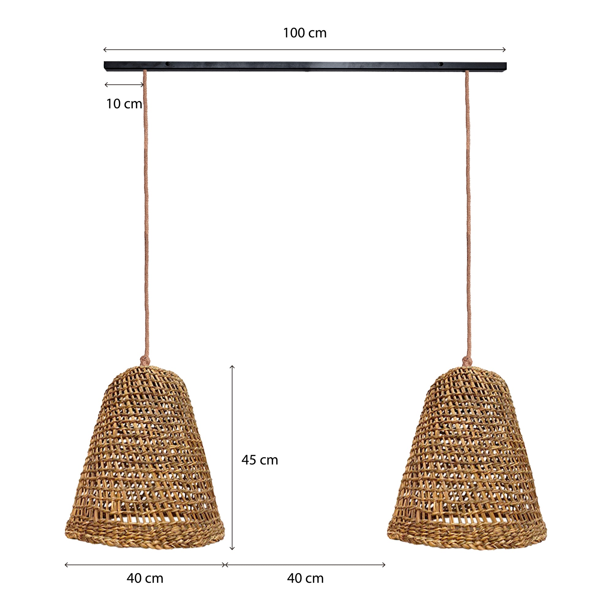 Lámpara Colgante Volcan Manila M en Barra de Fierro