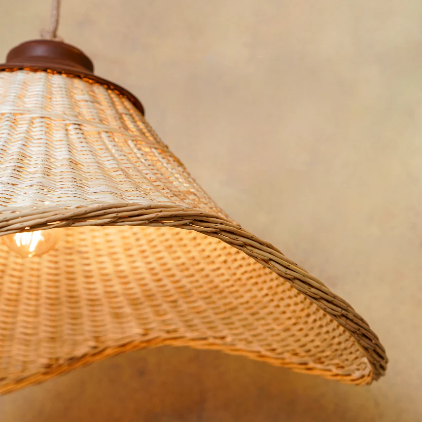 Lámpara Colgante Mantarraya Mini Mimbre Natural