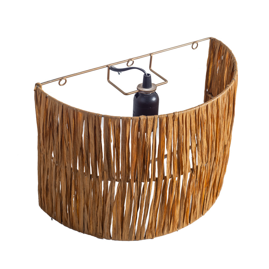 Lámpara Apliqué Pantalla Curva de Rafia