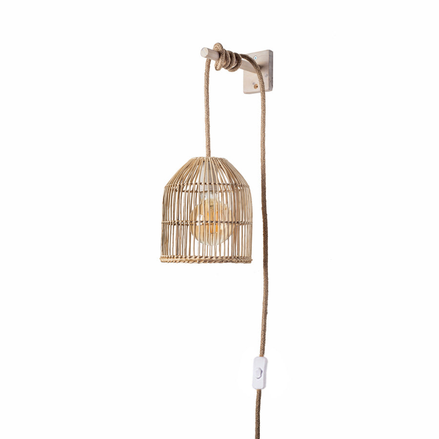 Lámpara Colgante con Soporte Sole Mimbre Palitos