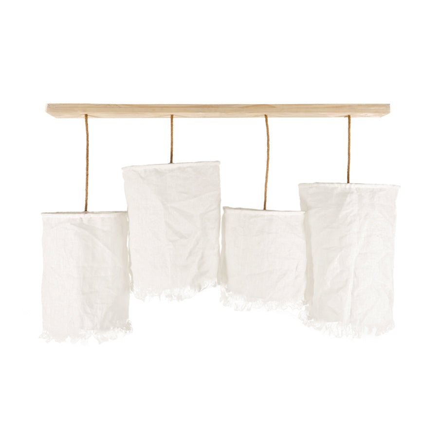 Lámpara Colgante en Barra de Madera Tubo Chiffón