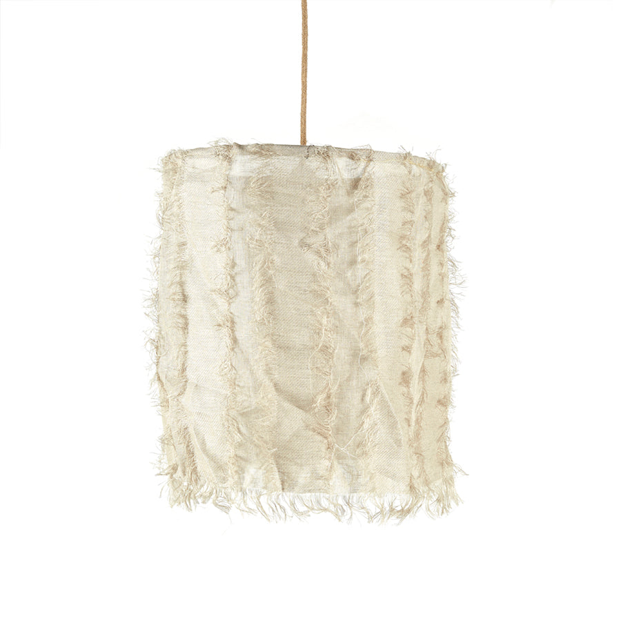 Lámpara Colgante Tubo Chiffón Gasa de Algodón Beige con Flecos