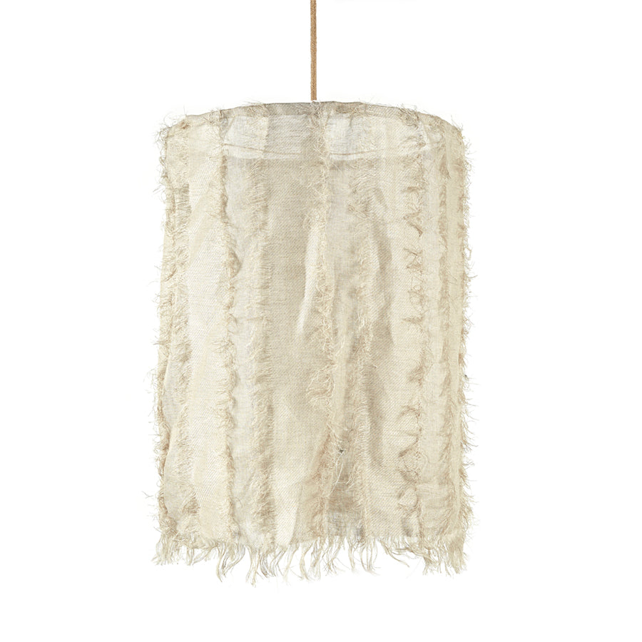 Lámpara Colgante Tubo Chiffón Gasa de Algodón Beige con Flecos