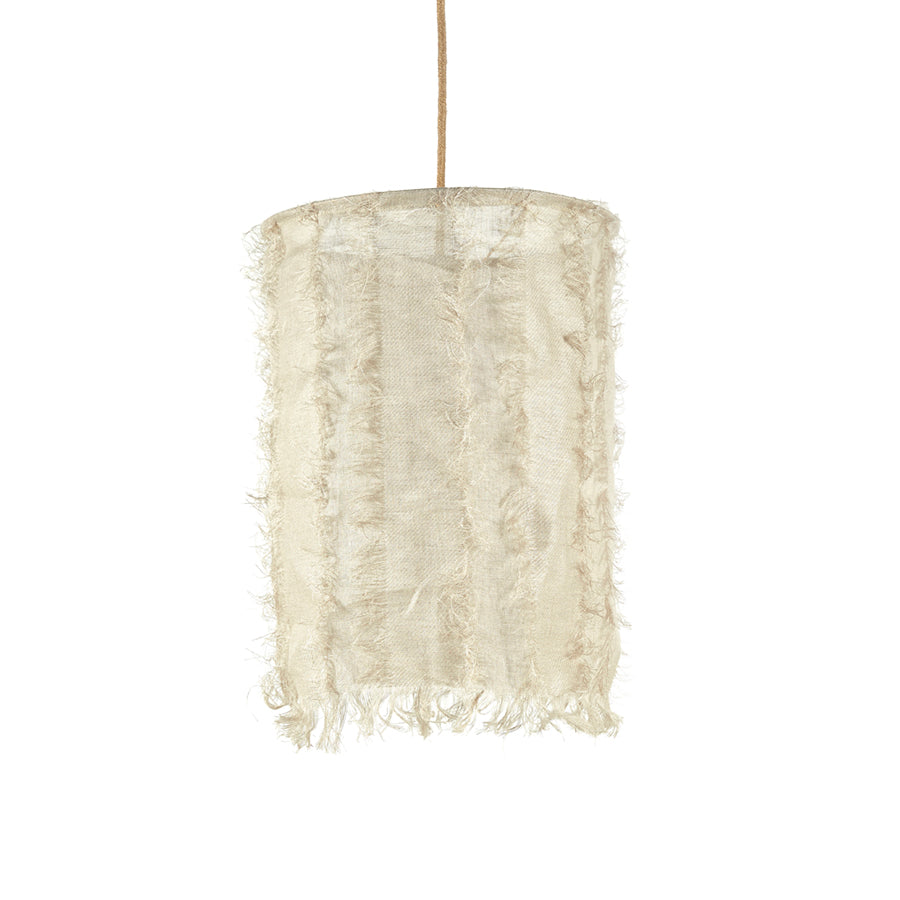 Lámpara Colgante Tubo Chiffón Gasa de Algodón Beige con Flecos