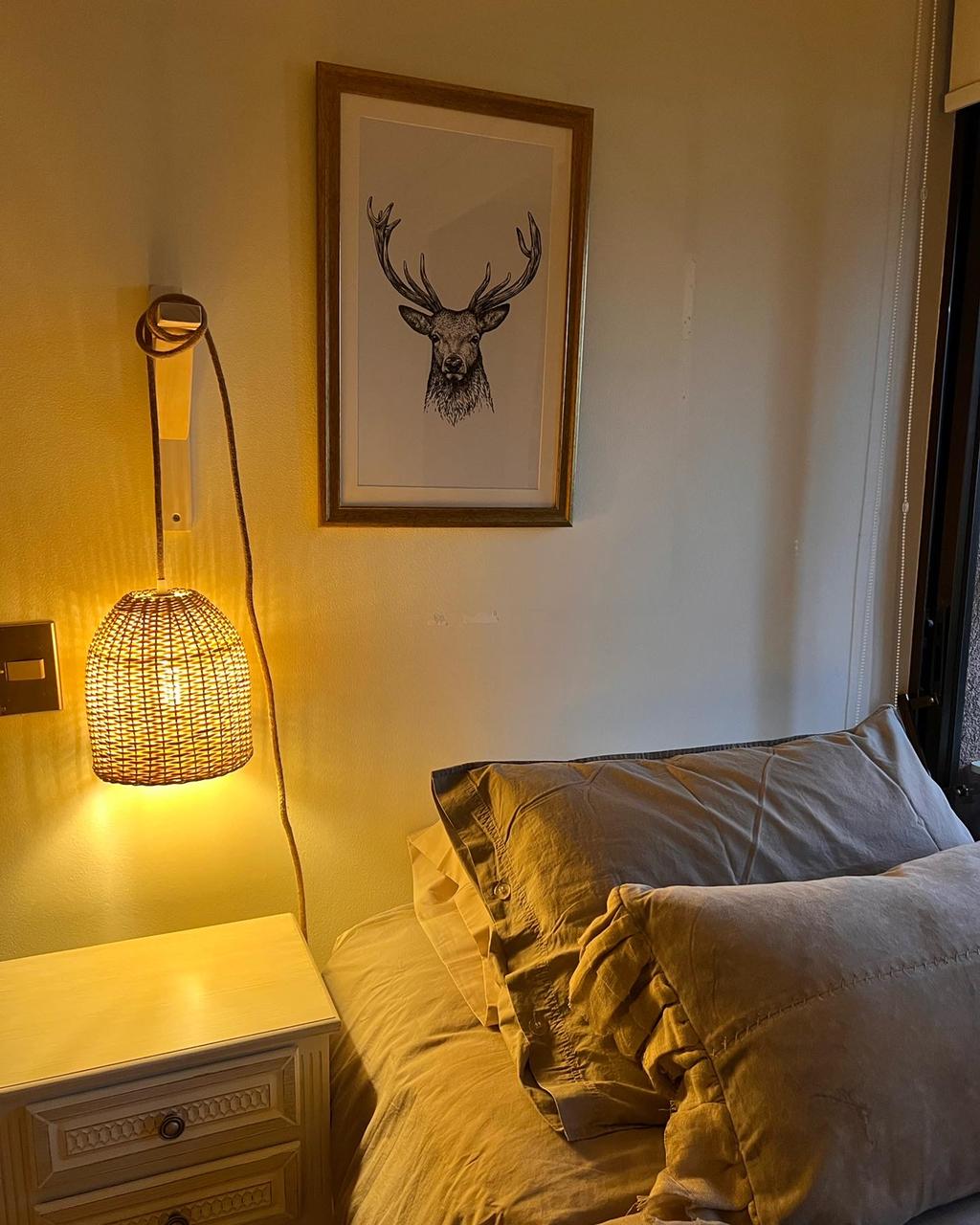 Lámpara Colgante con Soporte Sole Mimbre Tupido