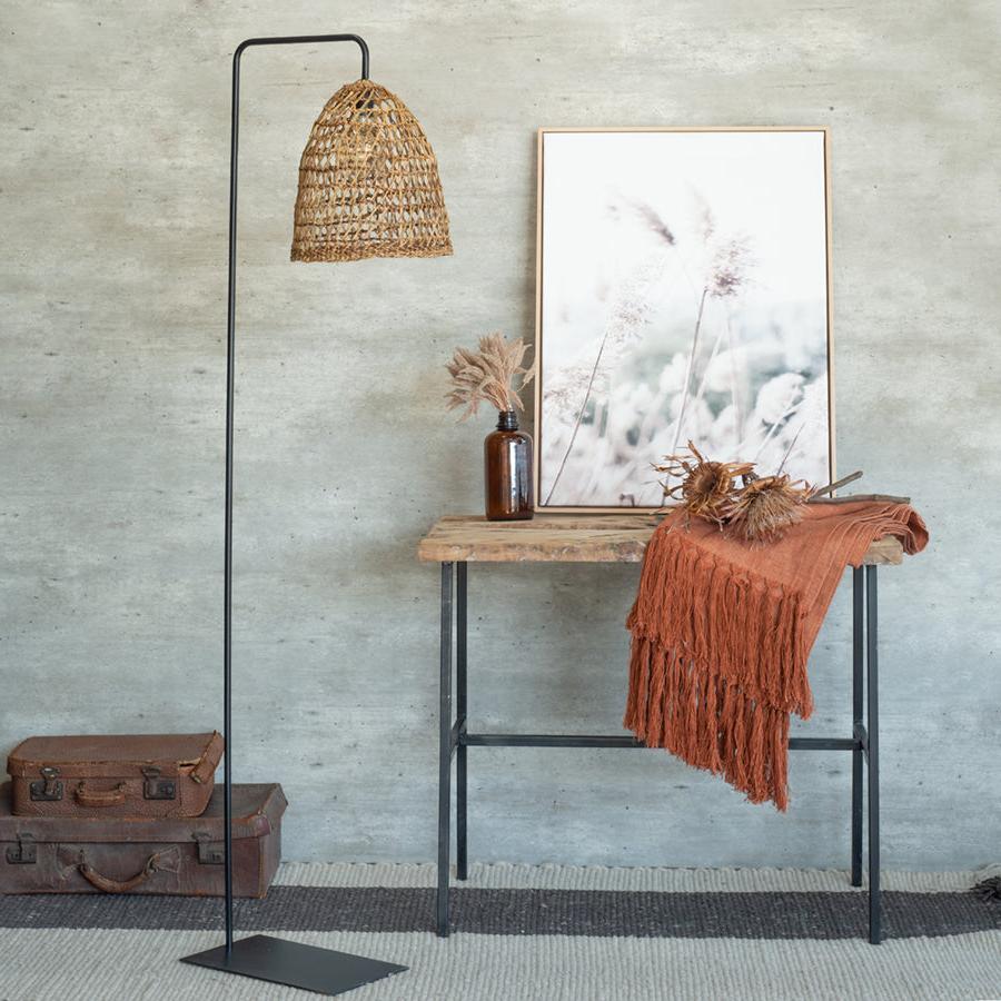 Lámpara Pie Horca Sole Cestería Punto Cruzado