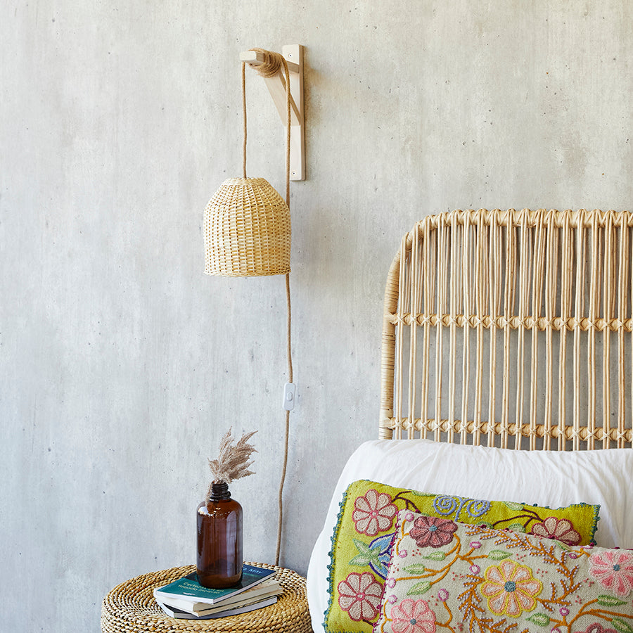 Lámpara Colgante con Soporte Sole Mimbre Tupido