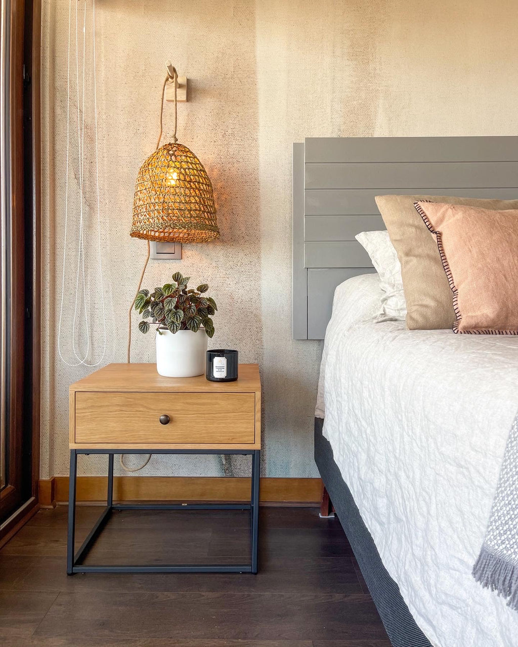 Lámpara Colgante con Soporte Sole Cestería Punto Cruzado